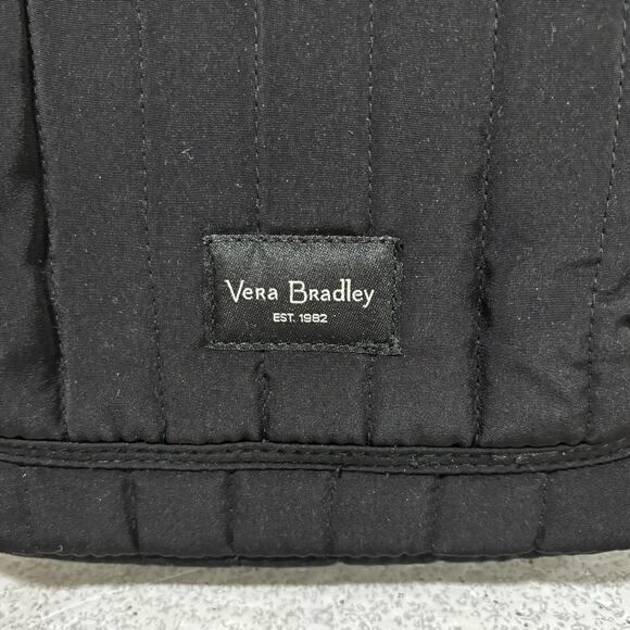 Vera Bradley solid black quilted microfiber cotton mini backpack purse back pack - Picture 2 of 6